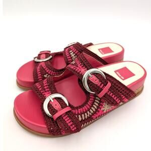 Dolce Vita Ralli Women's Wedge Knit Sandals Double Strap Slide Pink Size US6.5